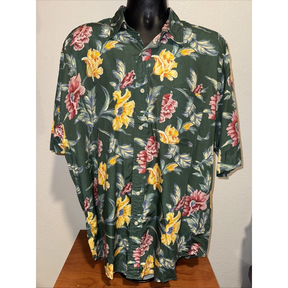Tommy Hilfiger Men's Shirt Short Sleeve Medium Tropical Hawaiian 🌺 Vacation